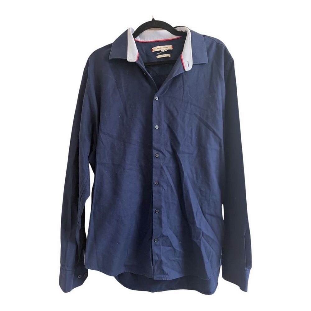 ✨Moods of Norway Navy Button Slim Down Sz XXS Shirt✨ - Picture 2 of 7